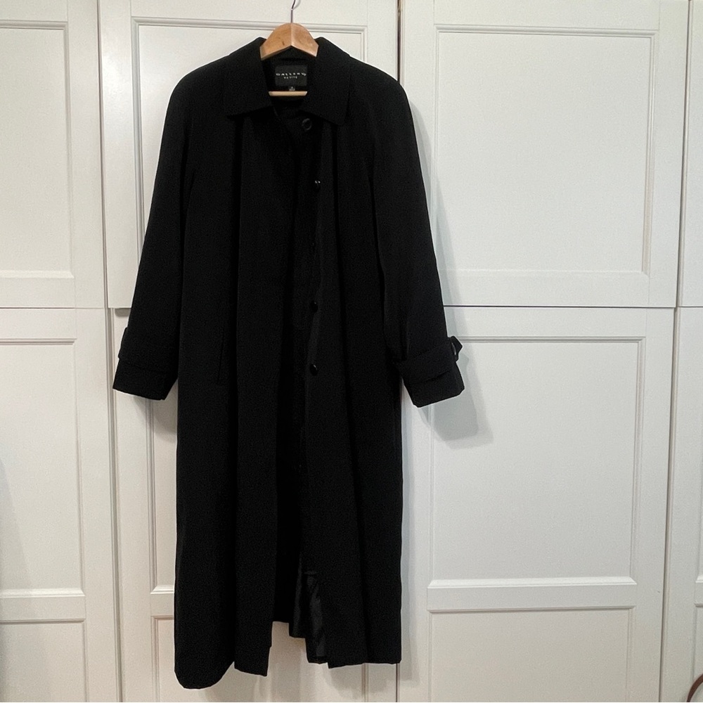 Gallery Petite Elegant lined heavy Black Trench Coat